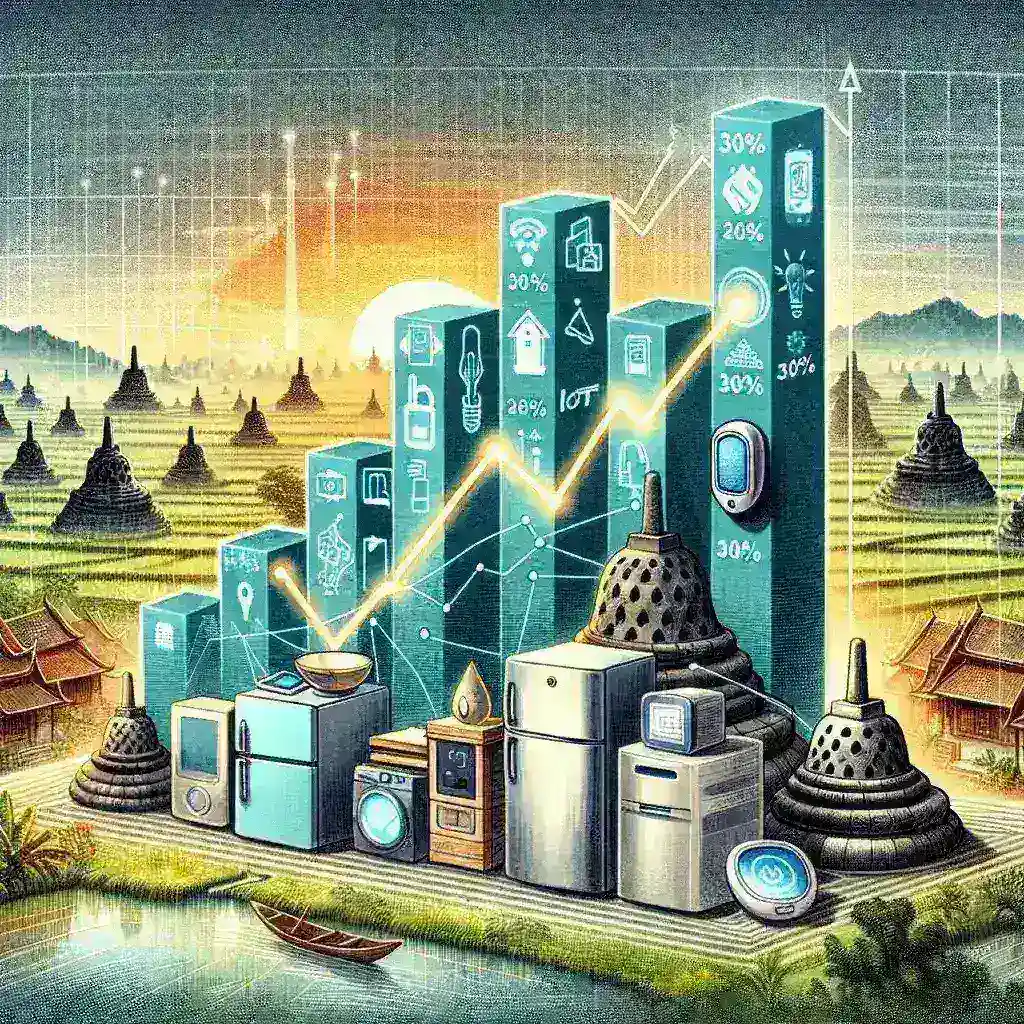 "Chart illustrating Indonesia's projected 30% growth in smart home IoT device imports by 2025, highlighting market trends and technological advancements."