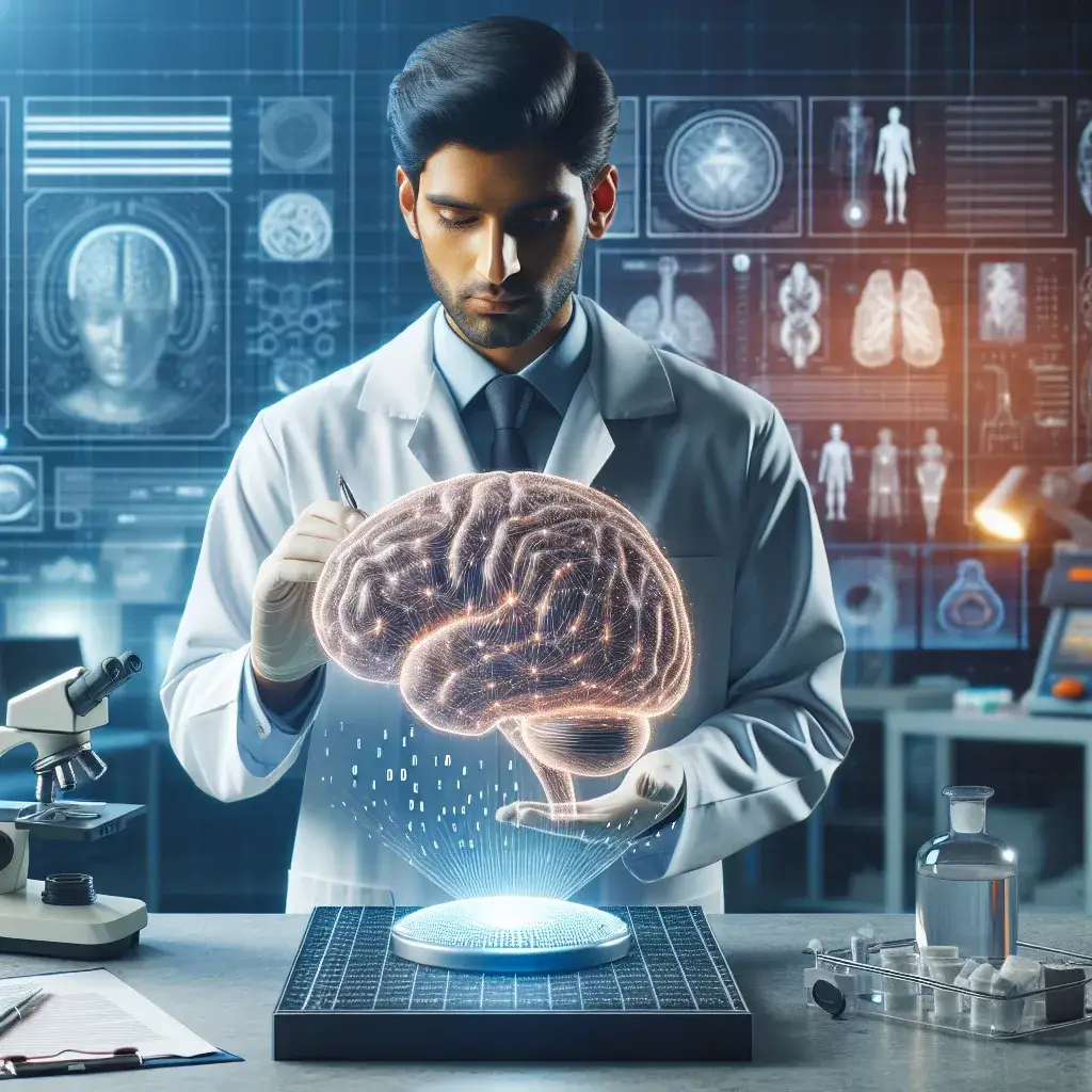 "Image depicting a researcher analyzing medical data on a computer screen, symbolizing the Ministry of Communication and Information's (Kominfo) initiative to boost national research in the field of artificial intelligence in healthcare."